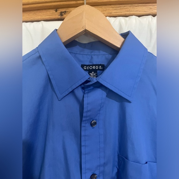 George size Med chest (38-40) blue button down long sleeve - Picture 3 of 9
